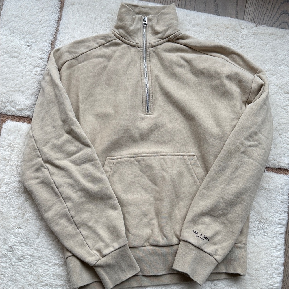 Rag & Bone Beige Half-Zip Pullover Sweatshirt